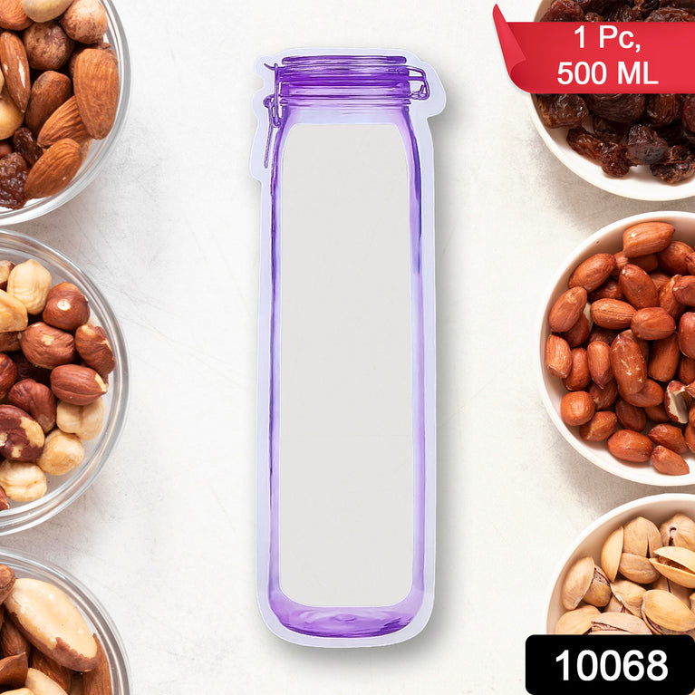 Food Storage Bag Bottles Shape Ziplock Bags Reusable (1 Pc 500 Ml)