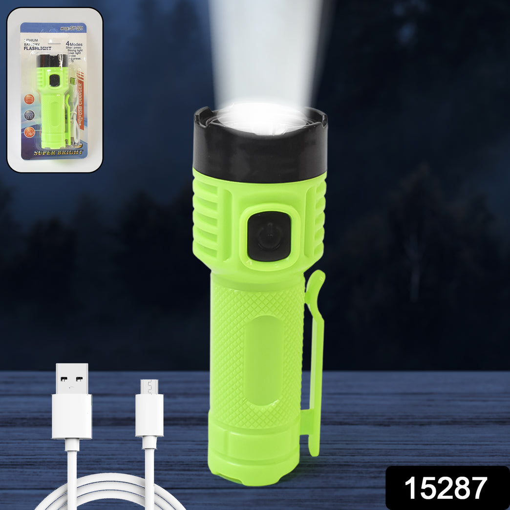 4 Modes Super Bright Led Torch High Lumens Fast Charging Flashlight Torch (1 Pc)