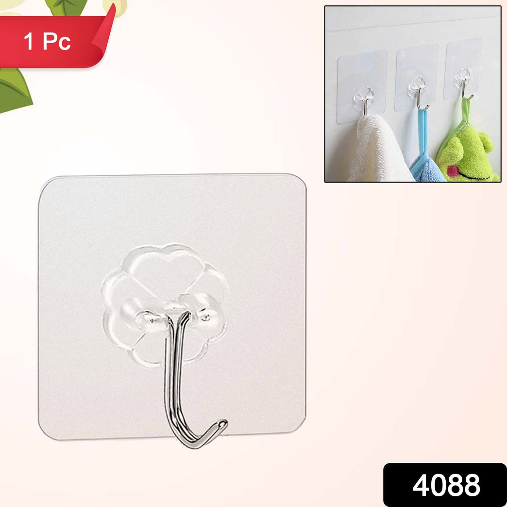 Multipurpose Strong Small Plastic Stainless Steel Adhesive Flower Wall Hooks (1 Pc)