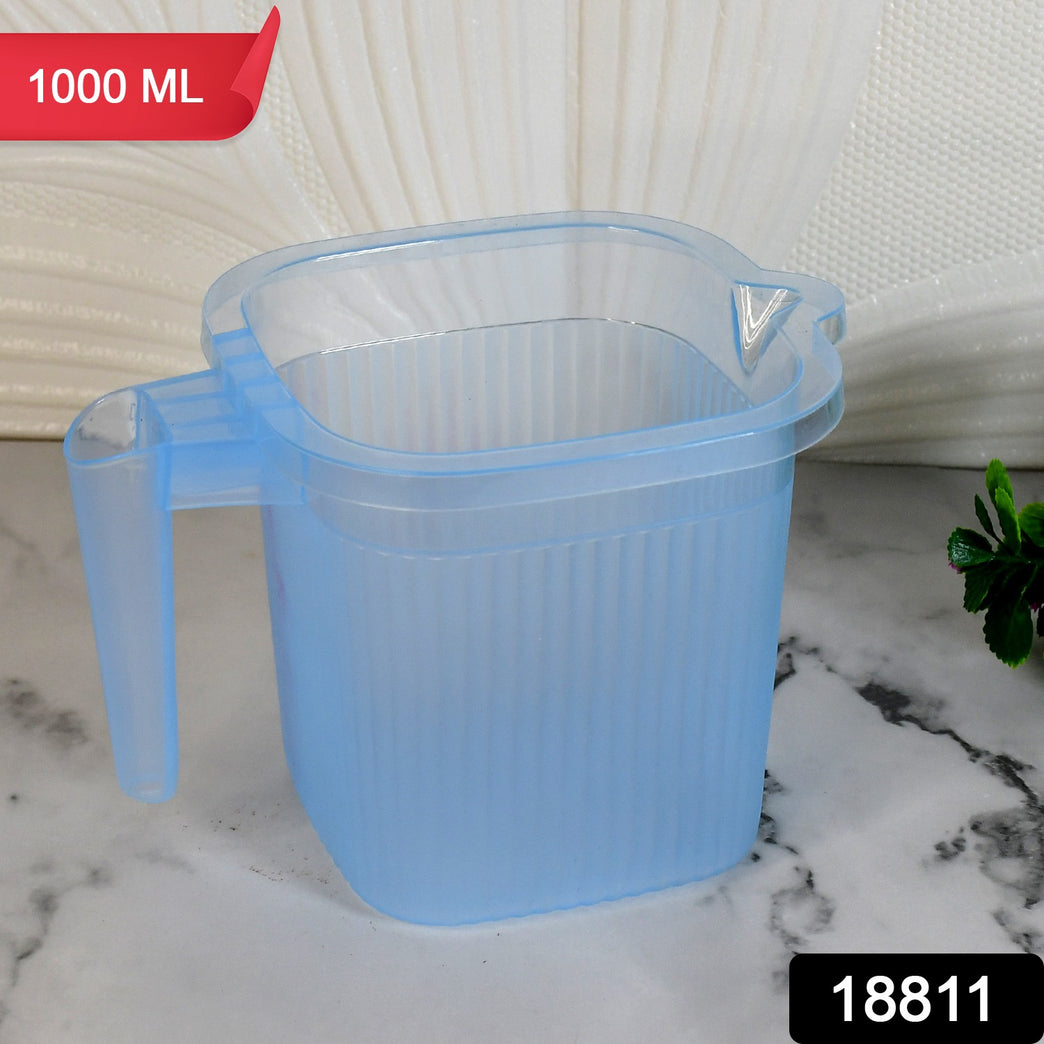 Plastic Square Transparent Bath Water Mug (1 Pc 1000 Ml Mix Color)