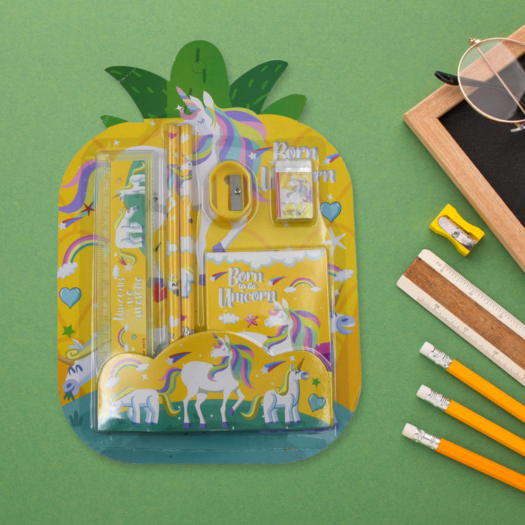 4599 6 Pc Set Stationary Set Including Pencil Ruler Rubber Pencil Sharpener School Office Product Gift