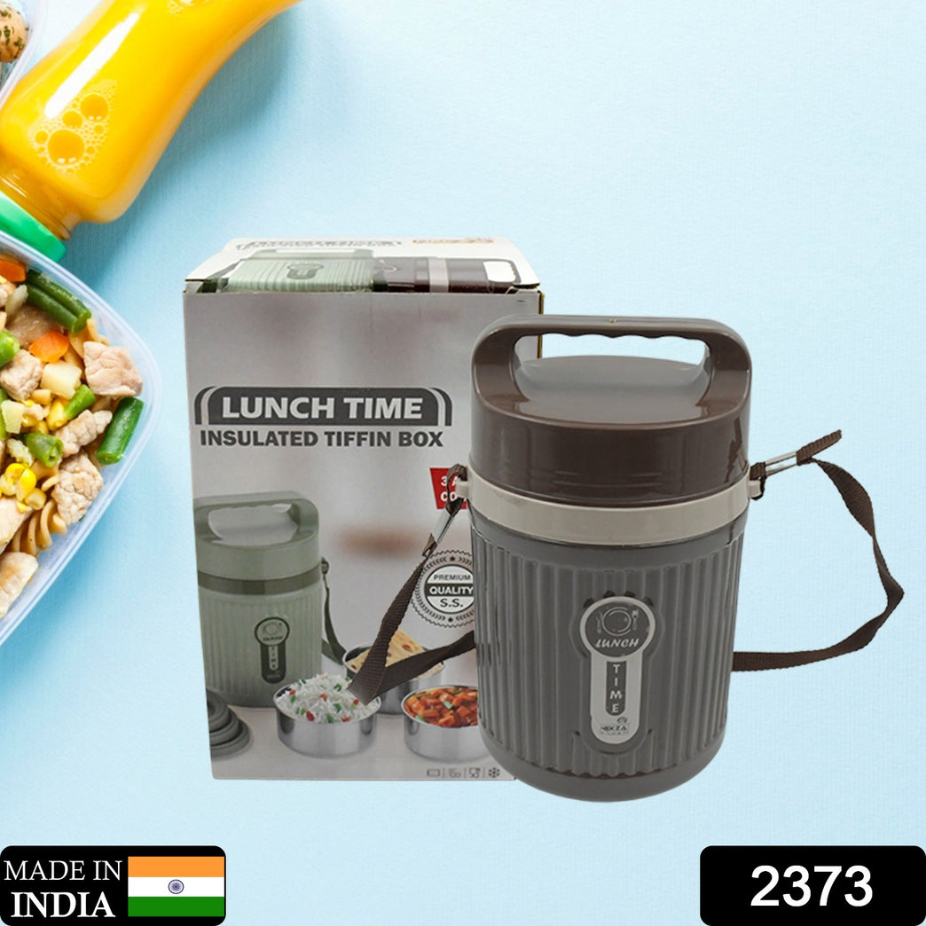 2373 Smart Insulated Stainless Steel Tiffin 3 Compartment Lunch Box With Handle Stackable Stainless Steel Lunch Box Bpa Free Leakproofdabba For Office Home School (1 Pc 3 Compartment)