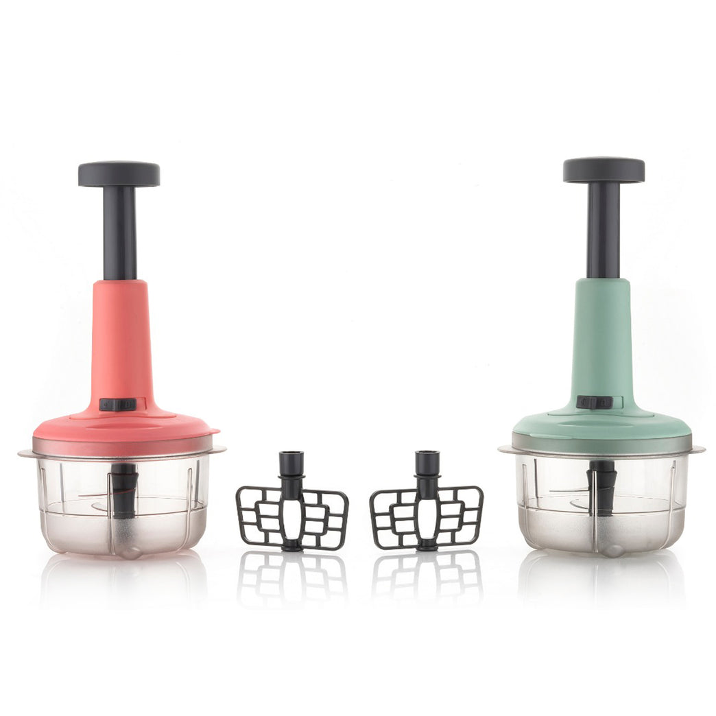 5102 2in1 Push Chopper 800ml Stainless Steel Blade Quick Powerful Manual Hand Held Food Chopper To Chop Cut Fruits Vegetables Herbs Onions For Salsa Salad