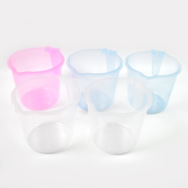 Plastic Round Transparent Bath Water Mug (5 Pc Mix Colour 1200 Ml)