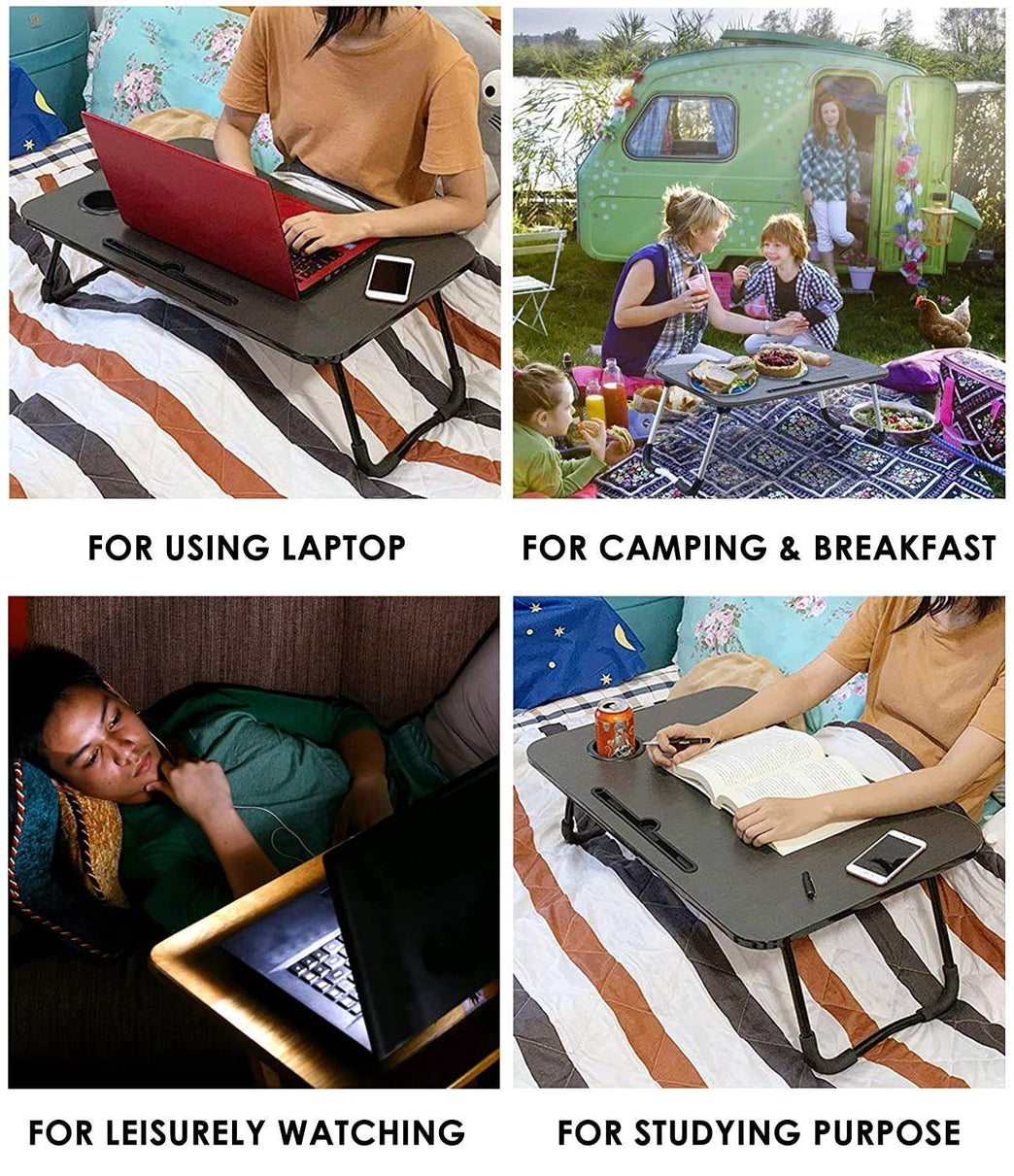 7861 Foldable Bed Study Table Portable Multifunction Laptop Table Lapdesk For Children Bed Foldable Table Work Office Home With Tablet Slot Cup Holder