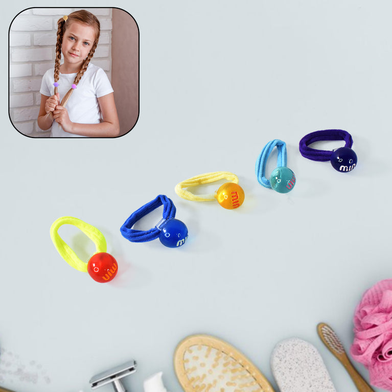 Small Ball Elastic Hairbands (Pack Of 5  Multicolour)