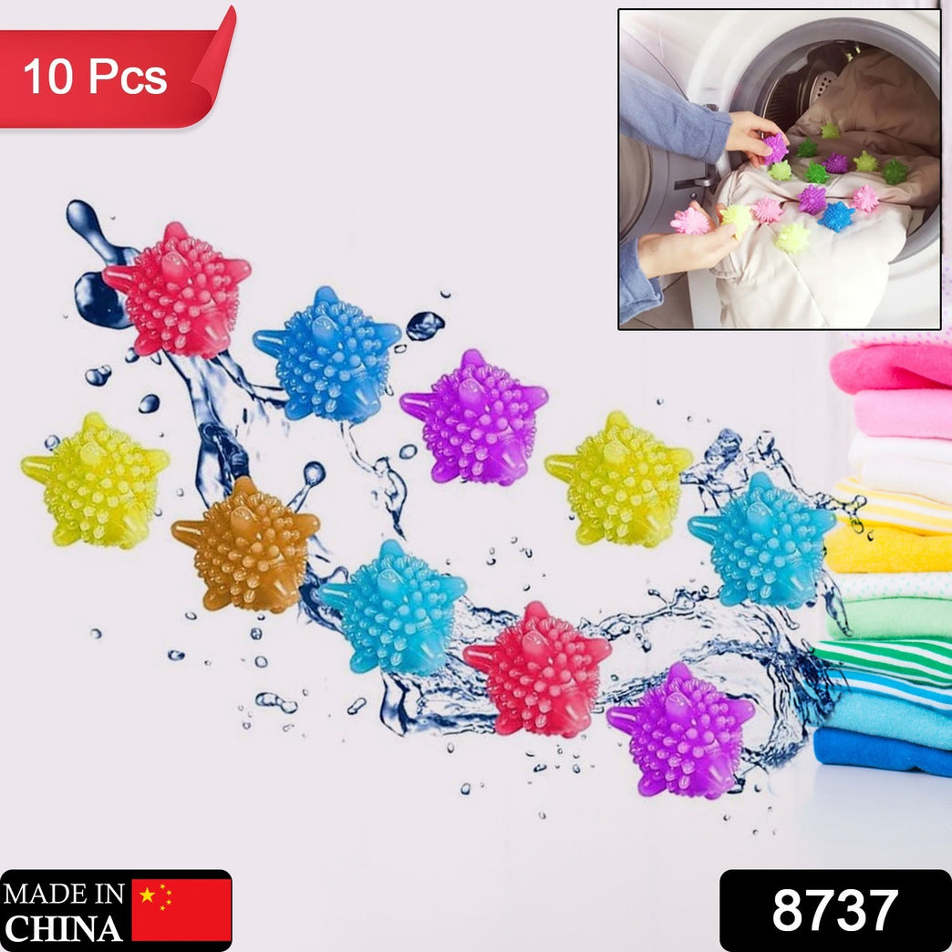 8737 Soft Star Washing Machine Laundry Dryer Balls Laundry Ball For Household Cleaning Washing Machine Clothes Softener (10 Pcs Multi Color)