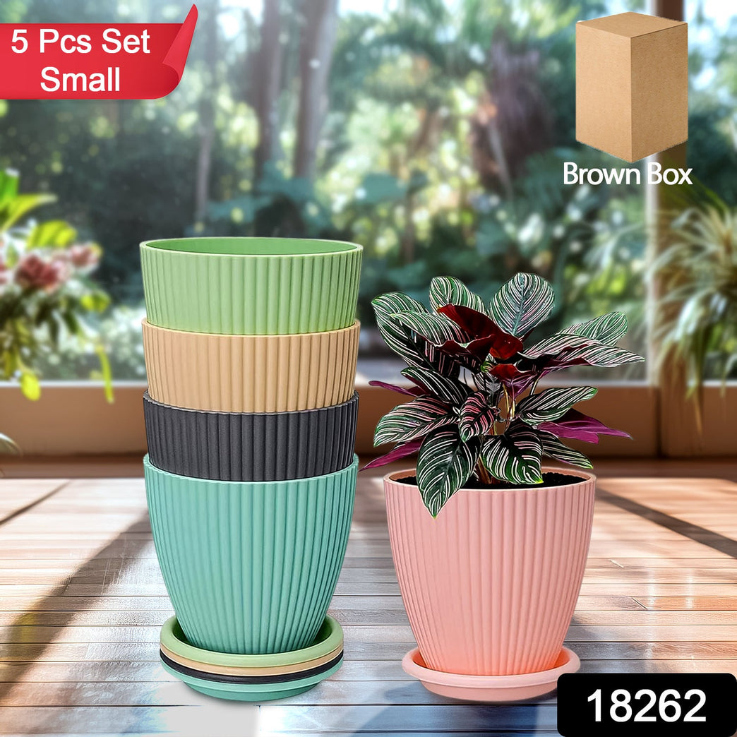 Round Flower Pot With Bottom Tray (5 Pcs Set Small 1416 Cm)