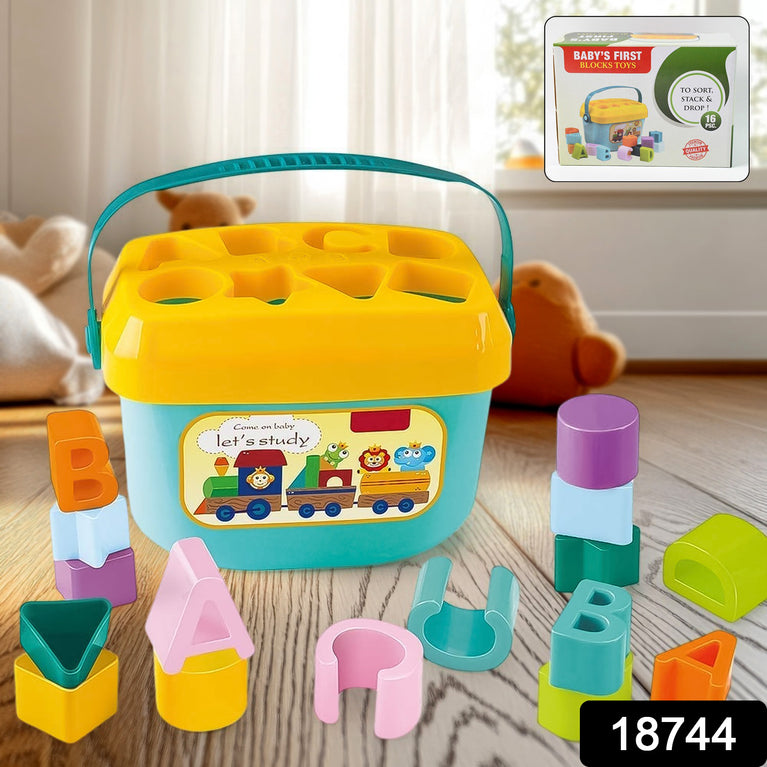 Baby First Block Set For Kids Non-toxic Abcd Geometric Shape Sorting Stacking Toy (1 Set)