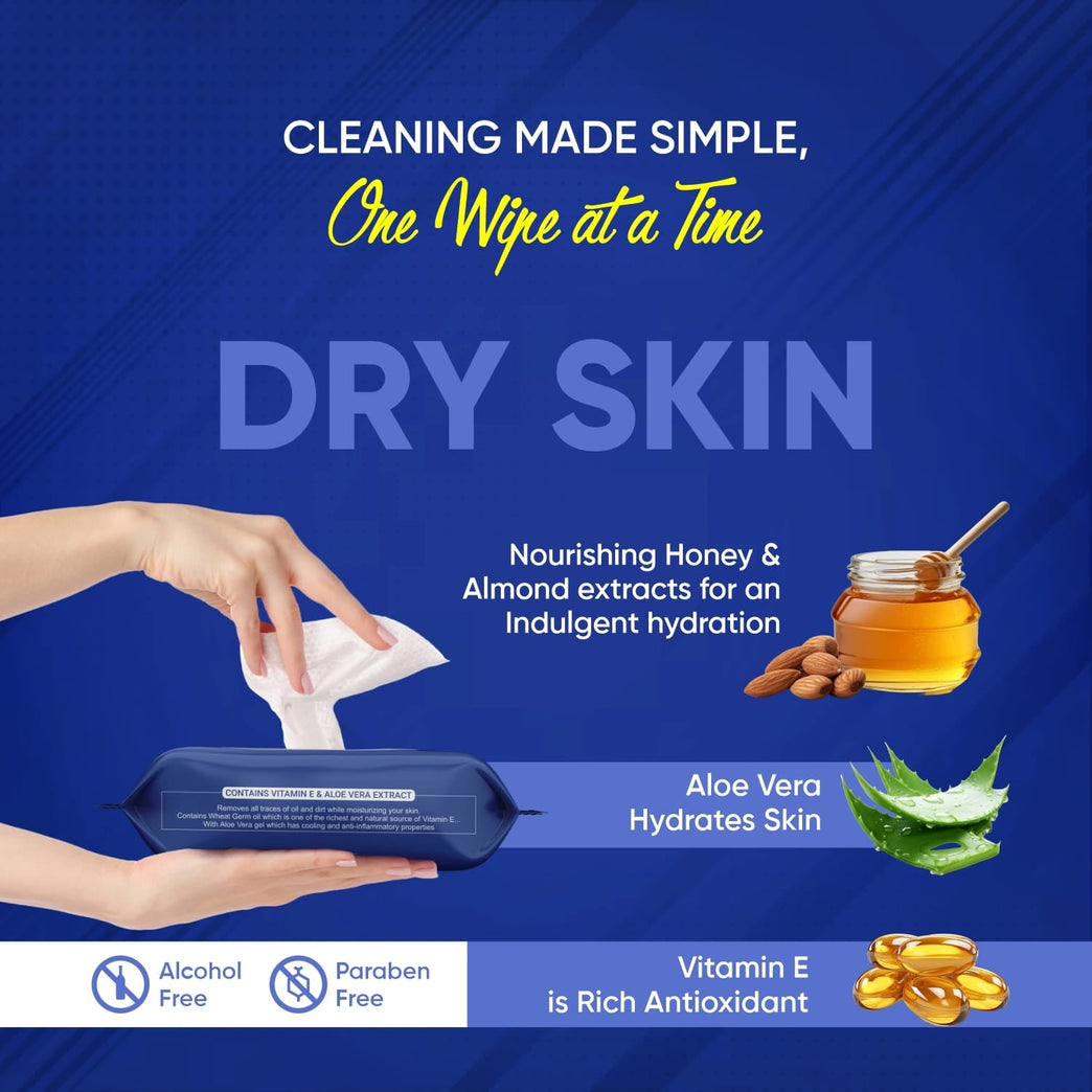 Beautiful Basics Dry Sensitive Skin Face Wipes (2 Pkts X 50 Pcs Wipes)