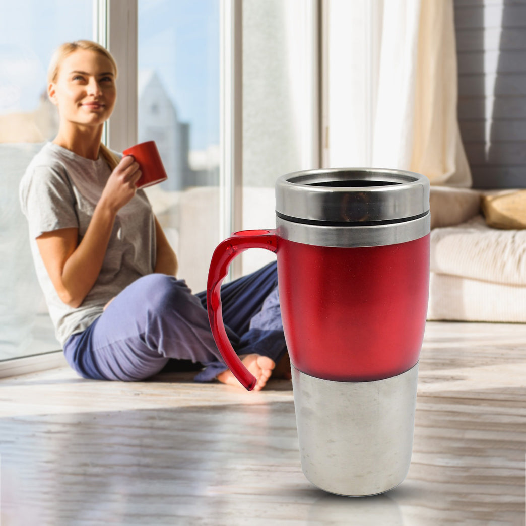 High Quality Stainless Steel Vacuum Glass Insulated Glass Coffee Cups Double Walled Travel Mug Car Coffee Mug (With Lid Handle 1 Pc)