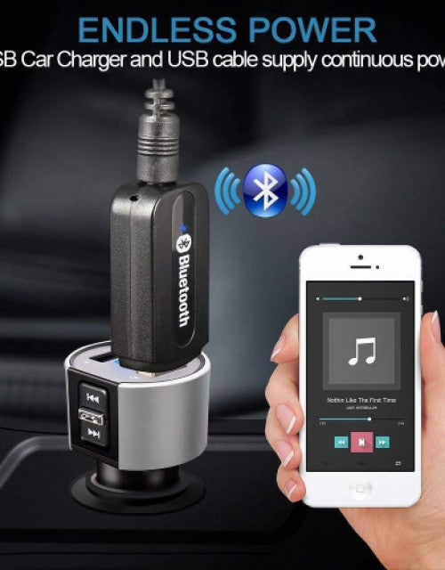 Bluetooth Stereo System Audio Aux Receiver USB Adapter 3.5mm for Car Speakers USB Adapter (Black)