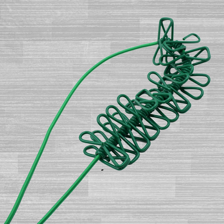 9373 Elastic Cloth Drying Rope With 12 Metal Clip Portable Clothes Line For Home Travel