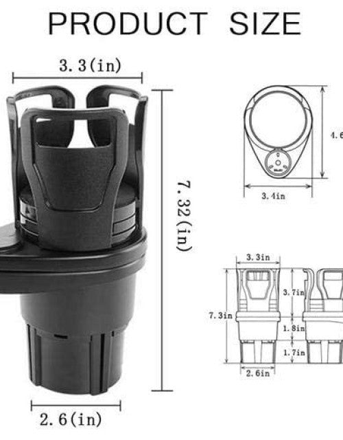 Car Cup Holder Expander Adapter with Adjustable Base, Universal Multi-Functional