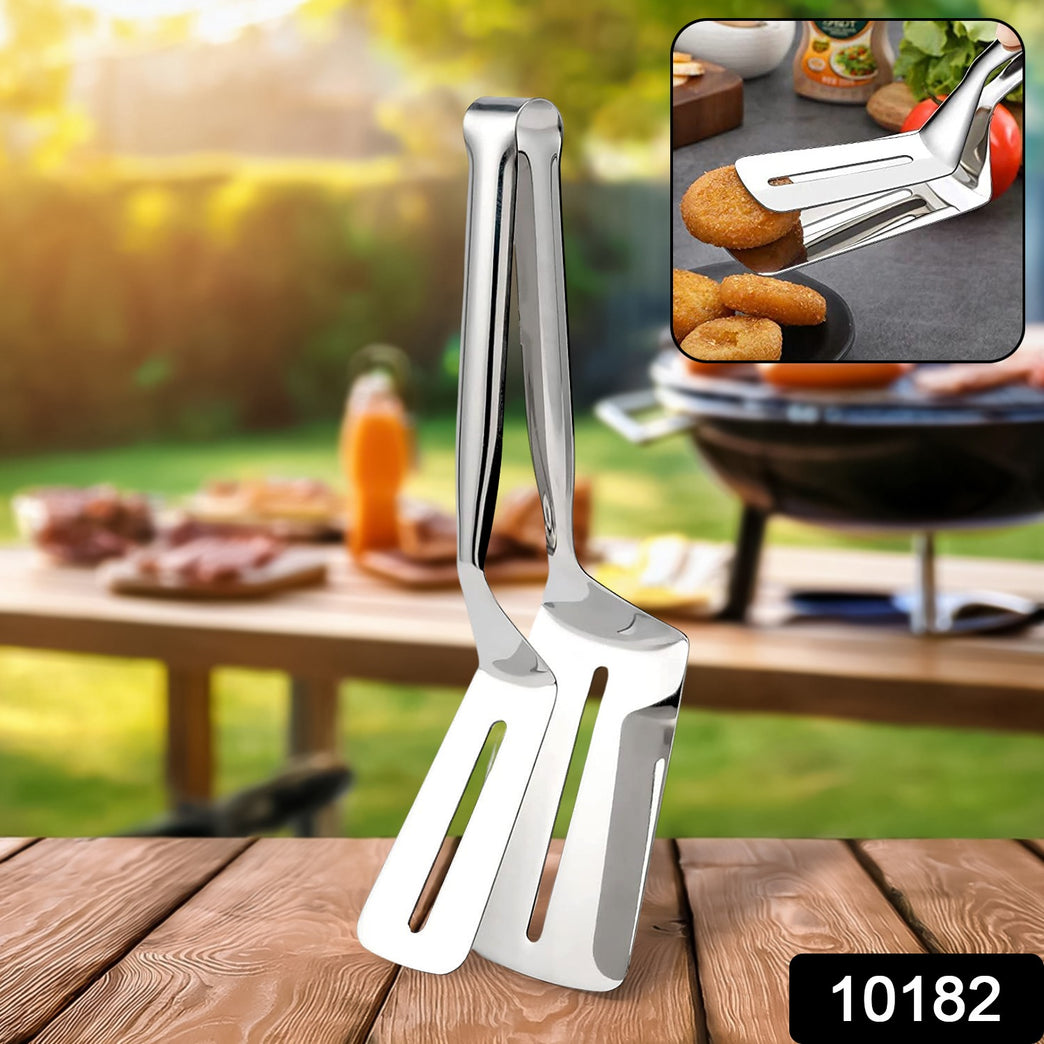 Stainless Steel Cooking Tong - Multifunctional Slotted Fish Double-sided Spatula (1 Pc 23 Cm)