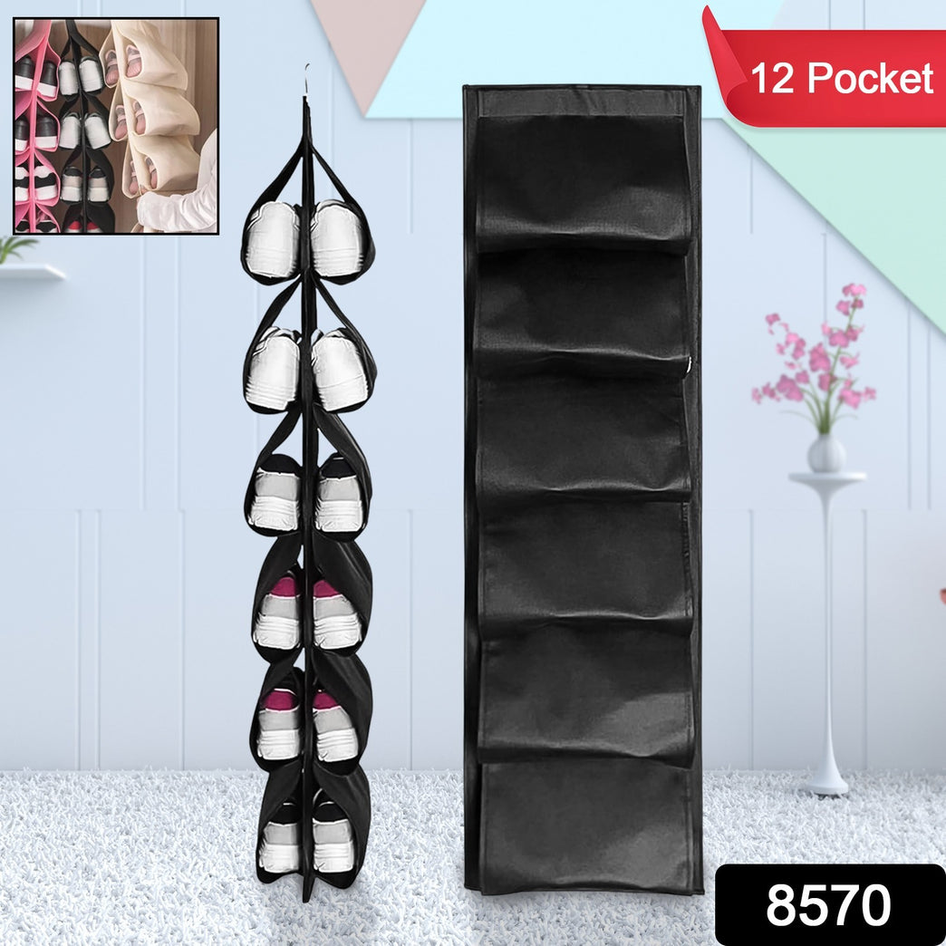 12 Grids Hanging Storage Bag (1 Pc 12 Pocket Mix Color)