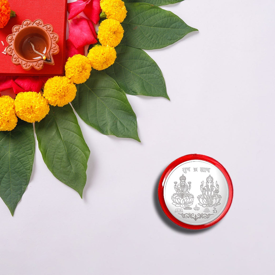 Rakhi Gift Combo With 2 Designer Rakhis For Brother Includes Choco Magic Box Silver Coin Roli Chawal Greeting Card