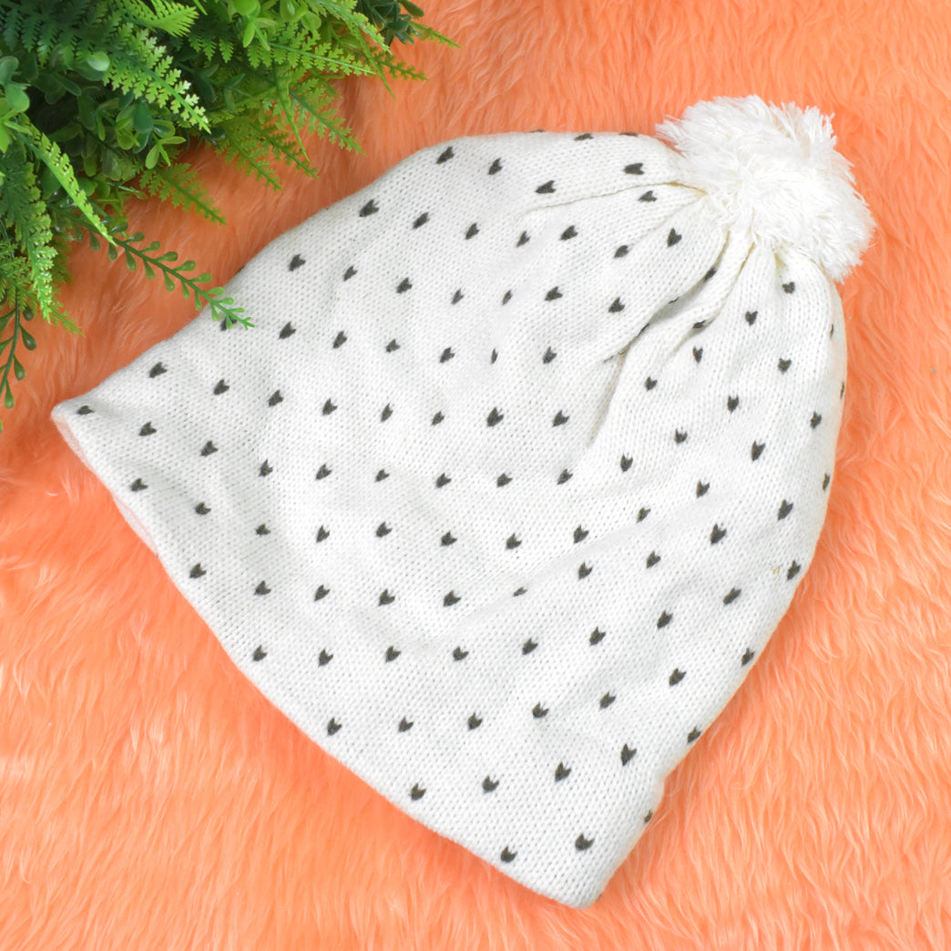 Big Soft Winter Cap Woolen Inside Fur Beanie Cap (1 Pc Mix Design Color)