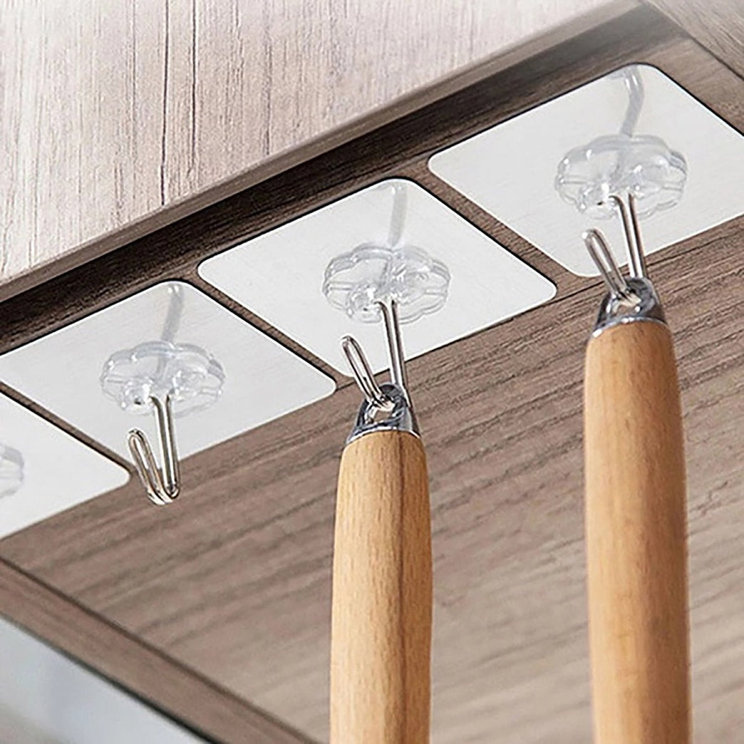Multipurpose Strong Small Plastic Stainless Steel Adhesive Flower Wall Hooks (1 Pc)