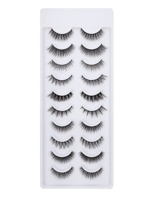 Fake Eyelashes, Long Natural Eyelashes, Faux Mink Fake Eyelash Volume Lashes ( Pack of 10 )