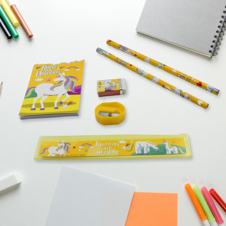4599 6 Pc Set Stationary Set Including Pencil Ruler Rubber Pencil Sharpener School Office Product Gift