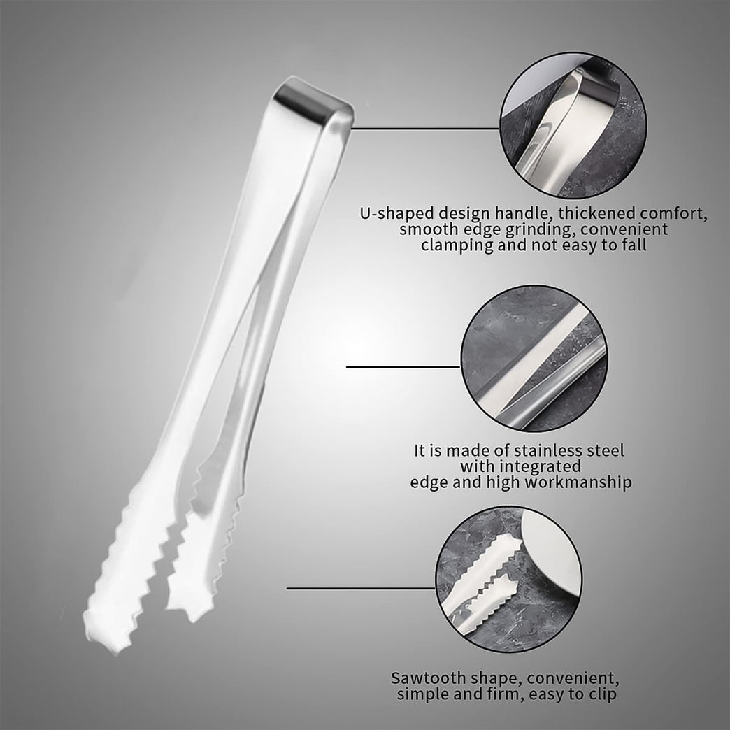 Stainless Steel Tong For Lifting Ice Cubes Sugar Cubes Serving Tongs (13 Cm 1 Pc)