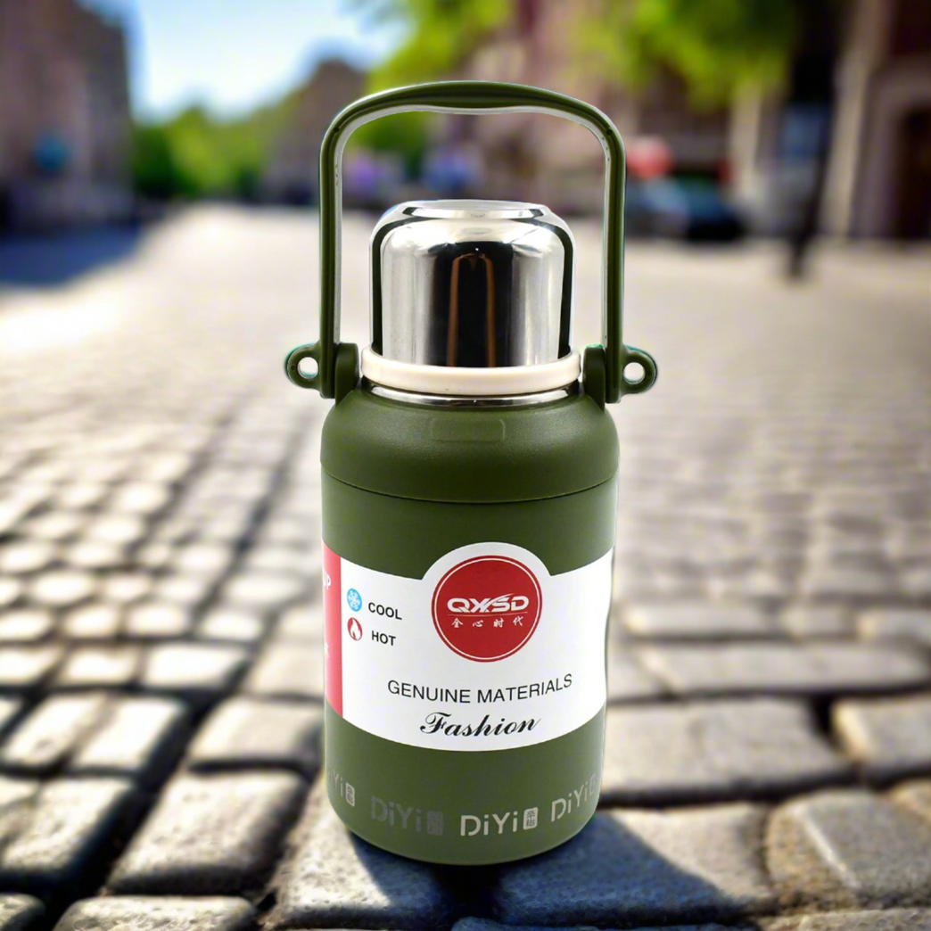13041 Stainless Steel Vacuum Insulated Water Bottle Cup Leak Proof Flask For Tea Coffee Reusable Water Bottle With Hanging Strap Bottle For Hot Cold Drinks Wide Mouth Water Flask (900 Ml Mix Color)