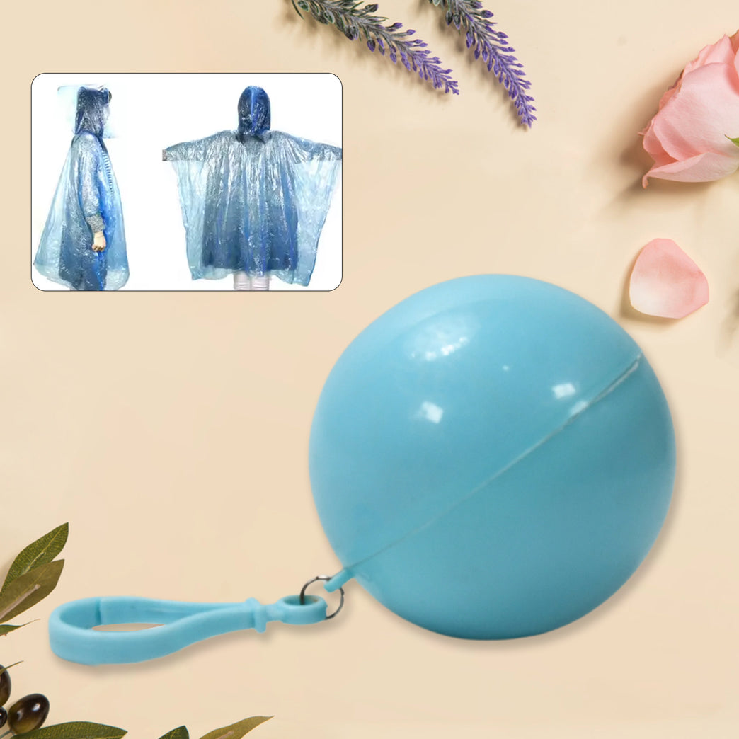 12742 Disposable Raincoat For Kids With Hood And Attachable Round Case Clear Plastic Raincoats For Emergency Girls Boys Disposable Emergency Ball Raincoat For Traveling And Outdoor Activities (1 Pc Multicolor)