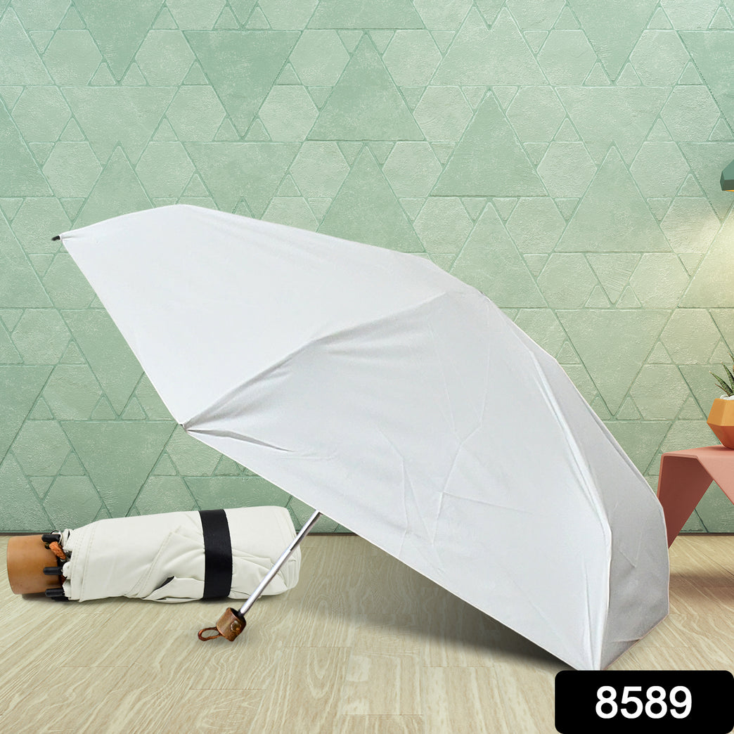 3-fold Sun Rain Protective Solid Foldable Umbrella (1 Pc)