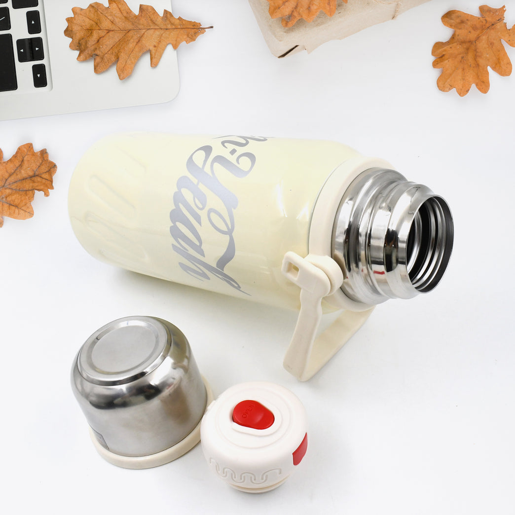 Stainless Steel Vacuum Insulated Water Bottle Leak Proof Flask For Tea Coffee Reusable Water Bottle With Hanging Strap Bottle For Hot Cold Drinks Wide Mouth Water Flask (900 1200 Ml)