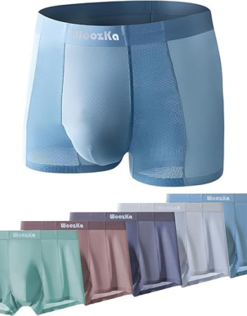 Ice Silk Mesh Mens Underwear - Seamless Trunks for Men - Breathable Boxer Briefs 5-Pack