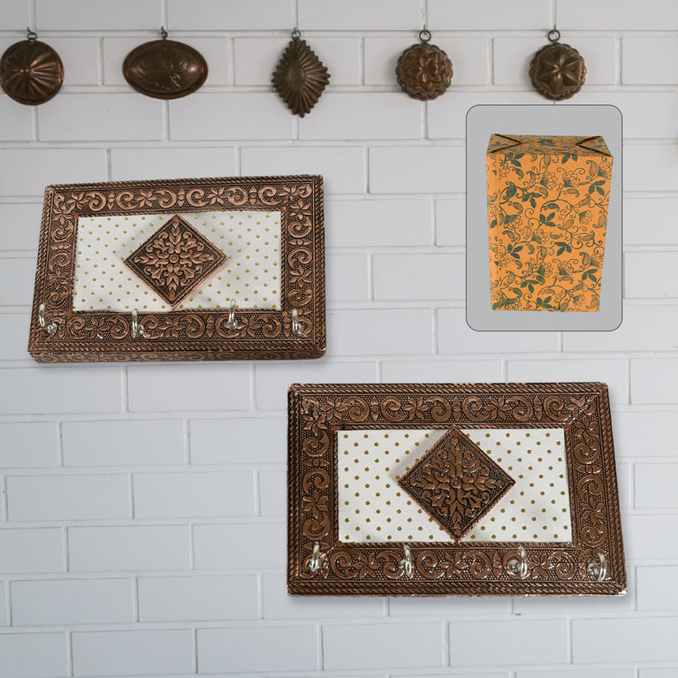 7598 Handicraft Meenakari Wooden Keyholder Wall Hanging Key Holder Style For Your Home Decor Gift Keys Stand For Entryway Kitchen Office Bedroom Decorative Keys Organizer Keyholder (2 Pc Set)