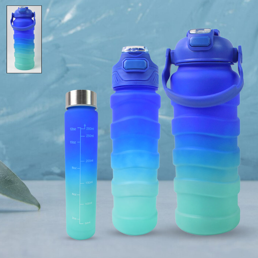 Plastic Water Bottle 3 Different Size Bottle (3 Pc Set With Straw Sticker)