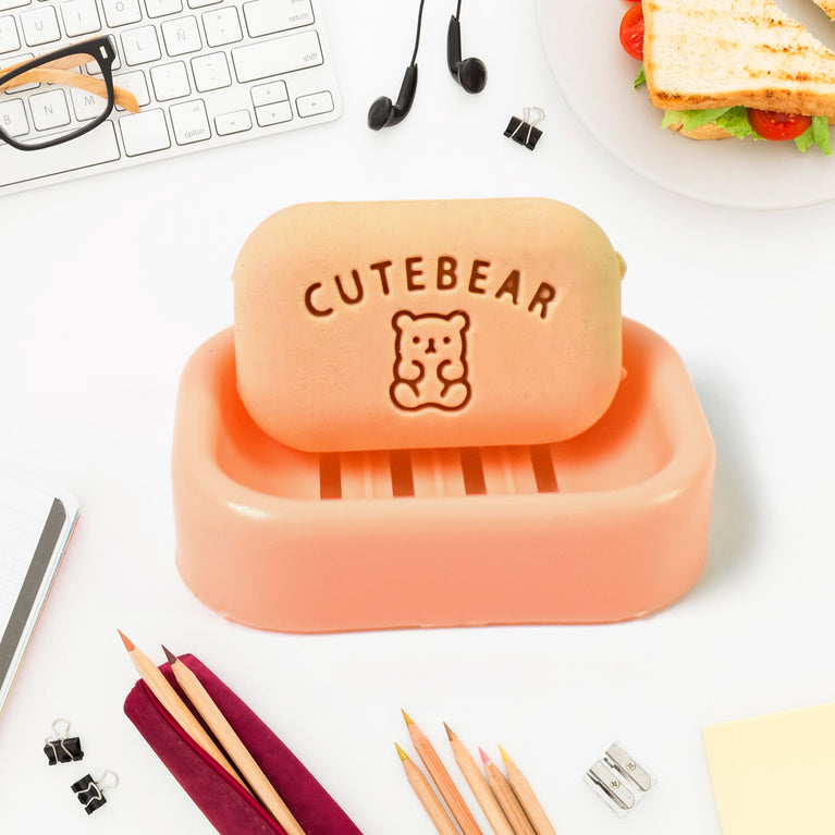 Cute Soap Shaped Erasers With Plastic Case (1 Pc With Case)