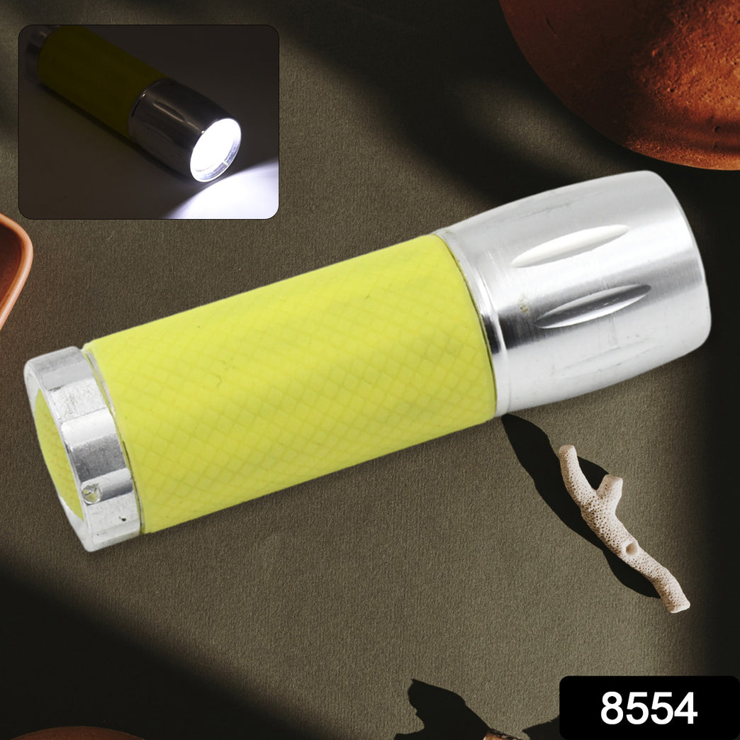 Portable Mini Torch Flashlight 9 Led Powerful High Lumens Pen Light Easy To Carry Portable Pocket Compact Torch For Emergency 3 Battery Operated (Battery Not Included 1 Pc)