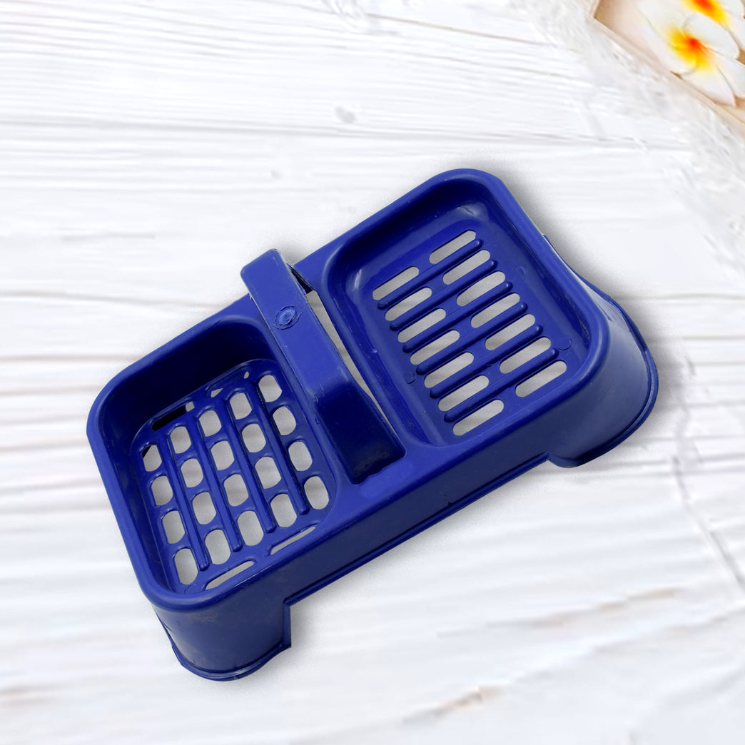 8729 2in1 Plastic Soap Case Soap Dish Soap Stand 2 Section Plastic Soap Case Soap Holder Soap Dish For Bathroom Kitchen Sink (1 Pc Multicolor )