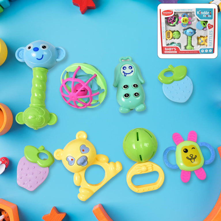 Kinder Rattles Classic Store Plastic Non-toxic Shake And Grab Ball Baby Rattles Teethers (8 Pcs Set)
