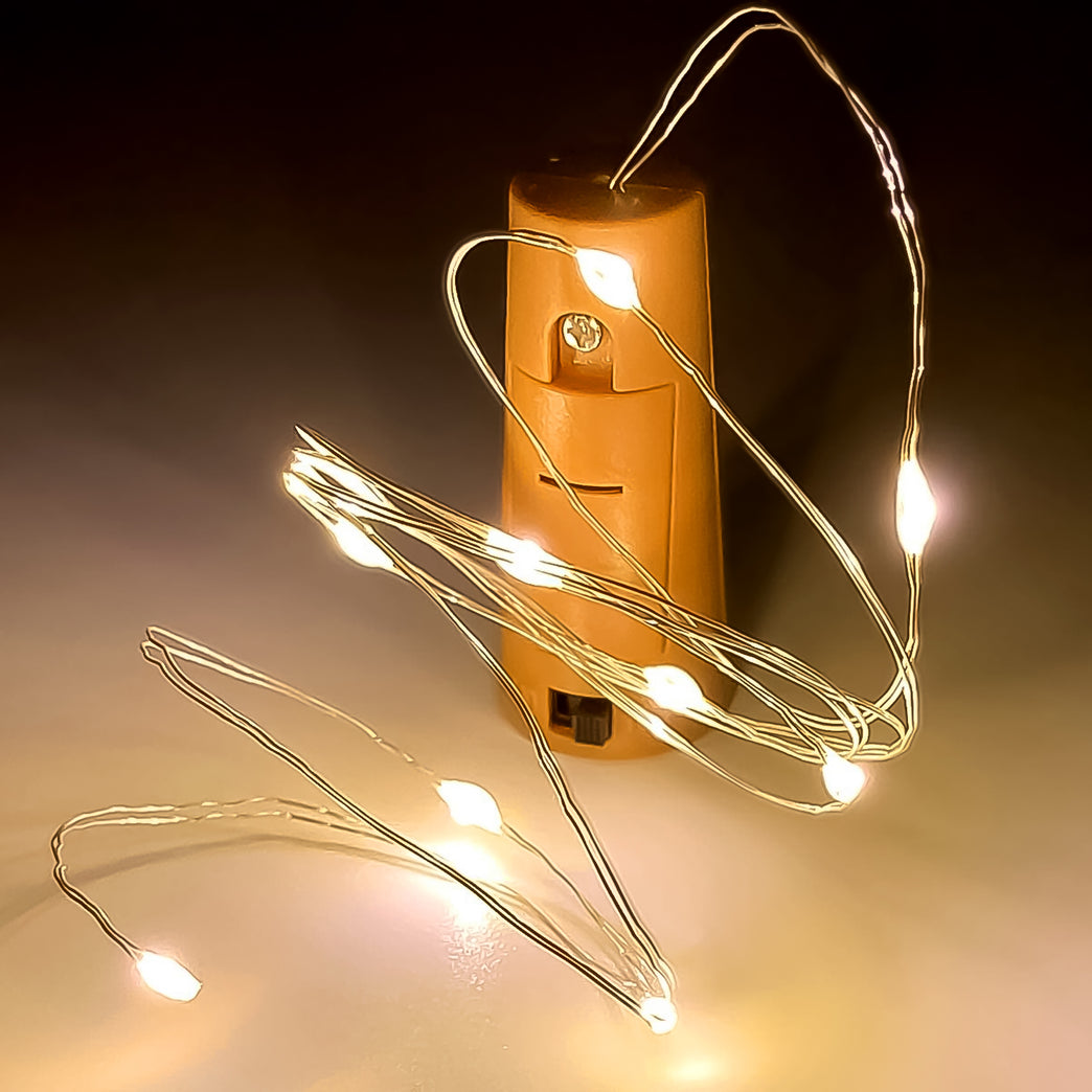 Wine Bottle Cork String Light Multi Led 2m Cable Length Copper Wire Battery Operated Warm White 1 Pc)
