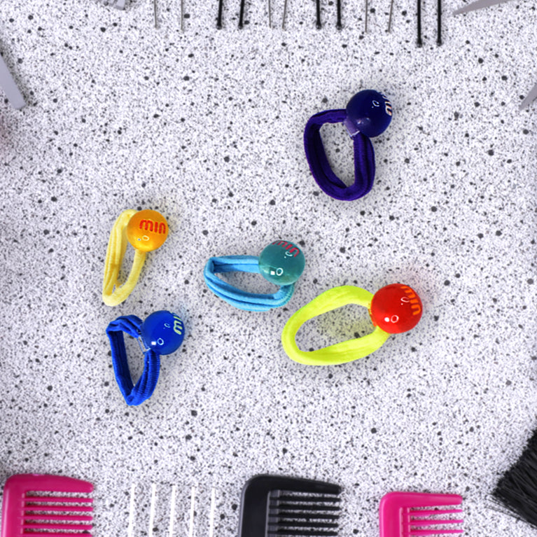 Small Ball Elastic Hairbands (Pack Of 5  Multicolour)