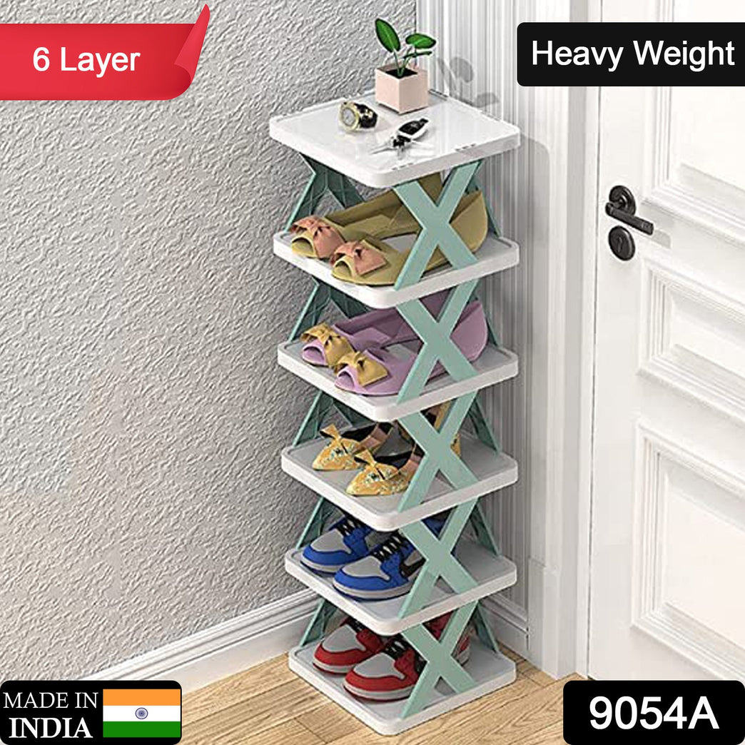 9054a 6 Layer Shoe Rack Design Lightweight Adjustable Plastic Foldable Shoe Cabinet Storage Portable Folding Space Saving Shoe Organizer Home And Office