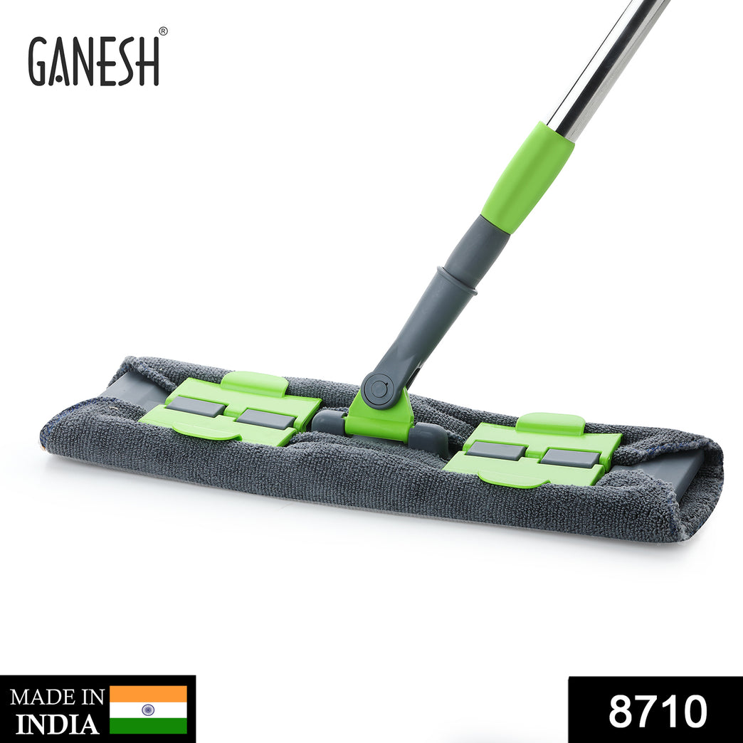 8710 Multipurpose Wet And Dry Cleaning Microfiber Flat Mop Floor Cleaning Mop With 360 Degree Rotating Head And Telescopic Handle Steel Rod Long Handle Dry Mops Standard (1 Piece Multi-colour)