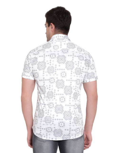 Men Regular Fit Printed Ribbed Collar Casual Shirt