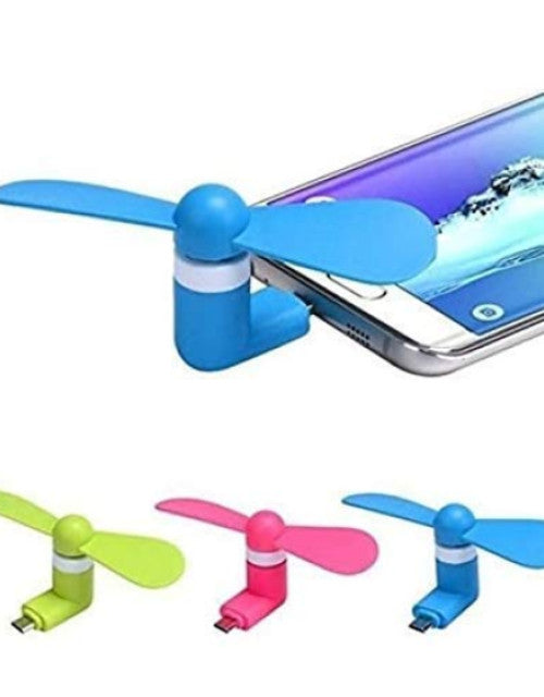 Mini Portable Type-C USB Fan for Smartphone With Two Blades (Multicolor)