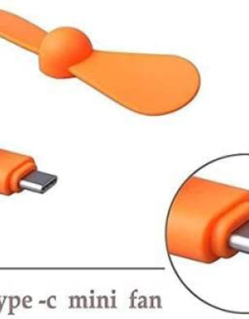 Mini Portable Type-C USB Fan for Smartphone With Two Blades (Multicolor)