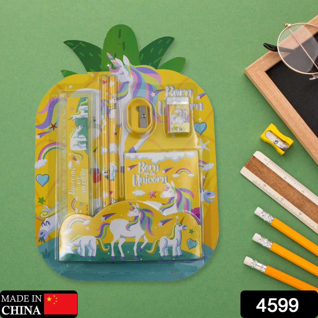 4599 6 Pc Set Stationary Set Including Pencil Ruler Rubber Pencil Sharpener School Office Product Gift