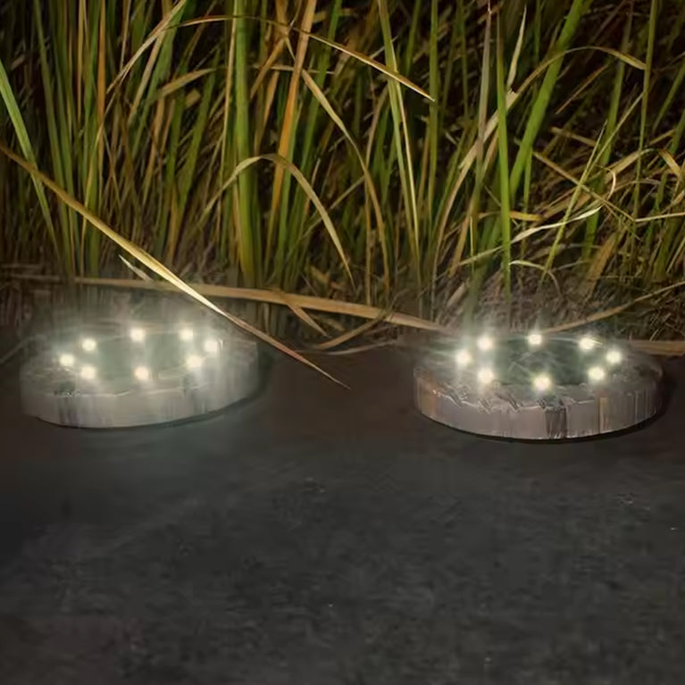 Disk Lights Slate Heavy Duty Outdoor Solar Pathway Lights 4 Led (2 Pc)
