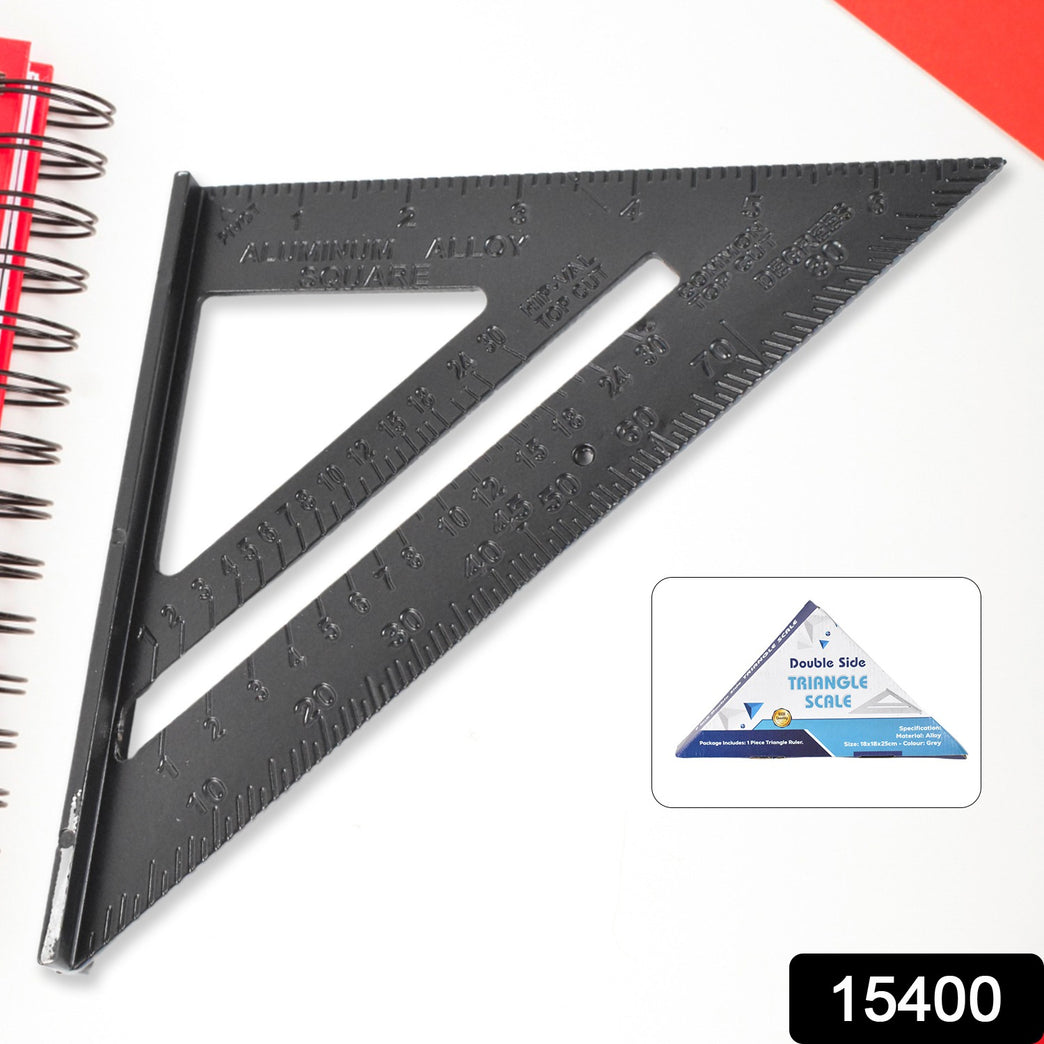 Double Side Scale Triangle Ruler Measurement Hand Tool (1 Pc Black)