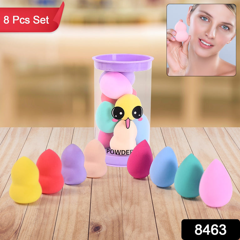 Makeup Beauty Powder Puff (8 Pcs Set With Case Mix Color)