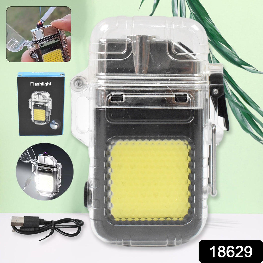 Usb Rechargeable Electric Lighter 3 Modes Cob Flashlight (1 Pc)