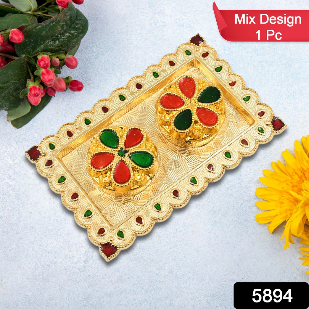 Tray Shape Special Puja Thali (1 Pc Mix Design)